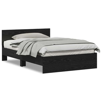 Sengestel Med Hovedgærde Sort Eg 120 X 190 Cm Konstrueret Træ - Billede 4