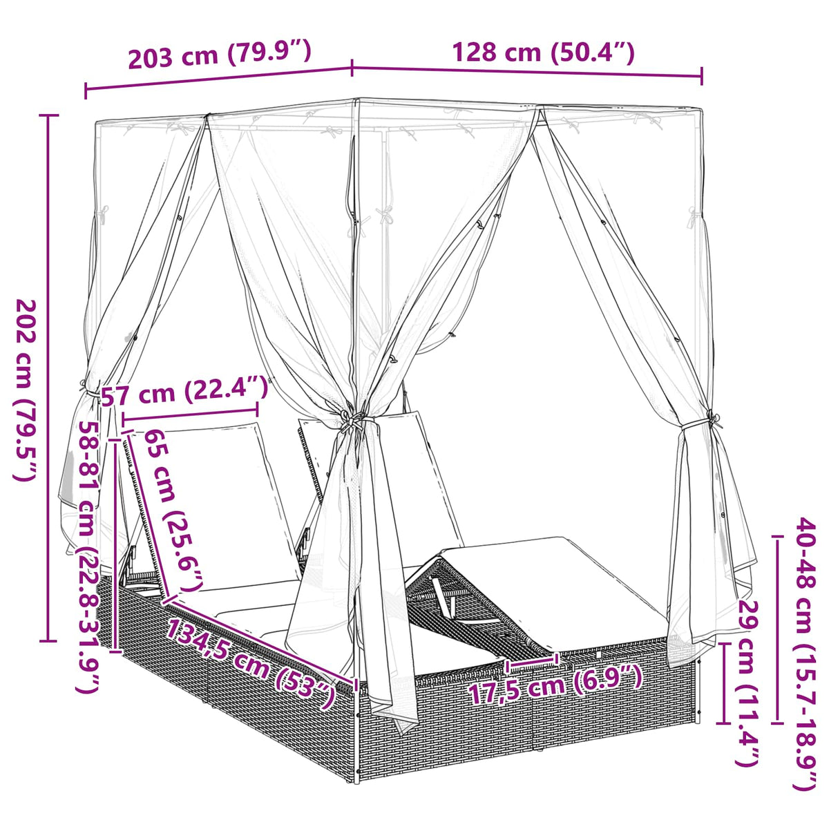 Dobbelt Solstol Polyrattan - Billede 11