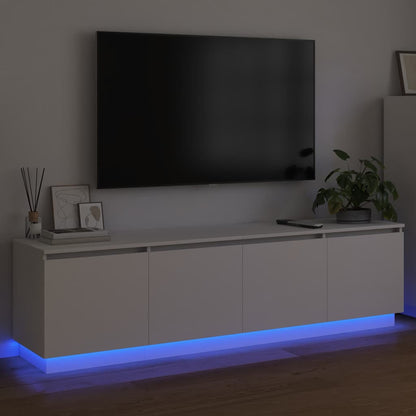 Tv-skab Med Led Hvid 180 X 38 X 49 Cm Konstrueret Træ - Billede 5