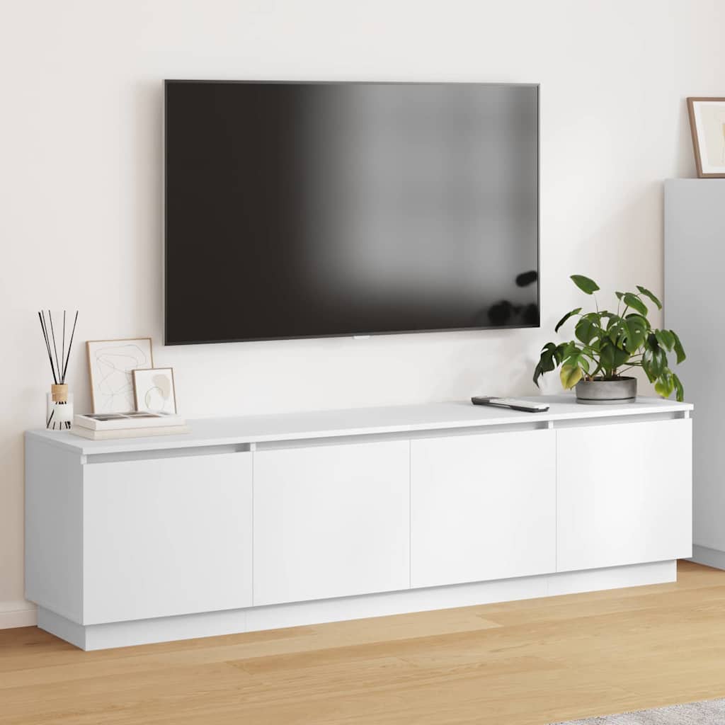 Tv-skab Med Led Hvid 180 X 38 X 49 Cm Konstrueret Træ - Hovedbillede