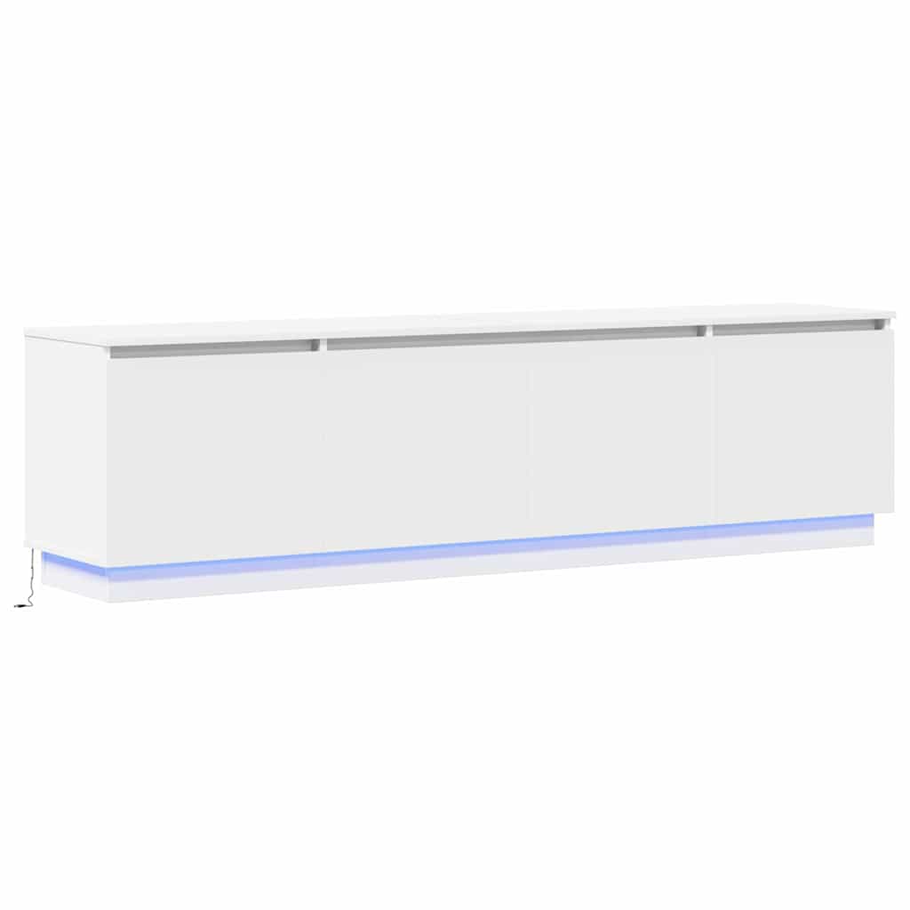Tv-skab Med Led Hvid 180 X 38 X 49 Cm Konstrueret Træ - Billede 2