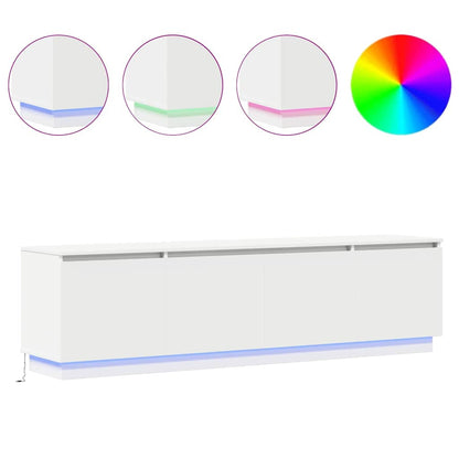 Tv-skab Med Led Hvid 180 X 38 X 49 Cm Konstrueret Træ - Billede 4