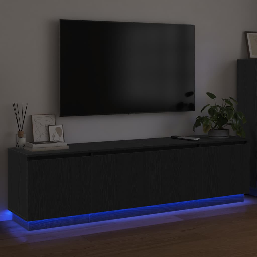 Tv-skab Med Led Sort Eg 180 X 38 X 49 Cm Konstrueret Træ - Billede 5