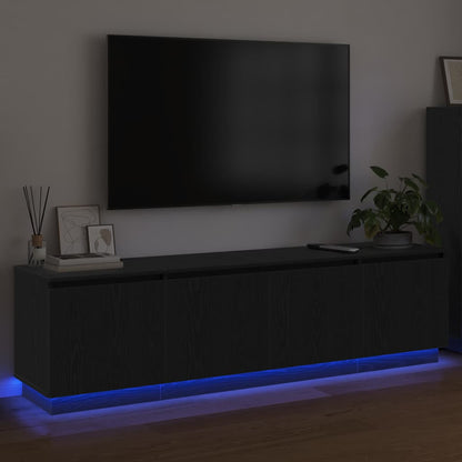 Tv-skab Med Led Sort Eg 180 X 38 X 49 Cm Konstrueret Træ - Billede 5