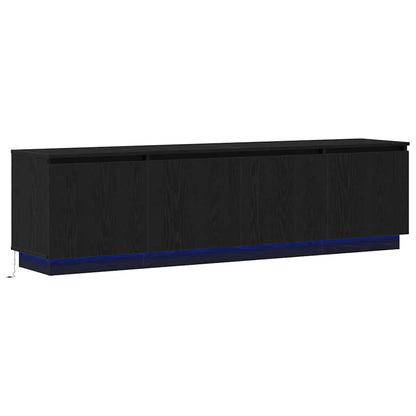 Tv-skab Med Led Sort Eg 180 X 38 X 49 Cm Konstrueret Træ - Billede 2
