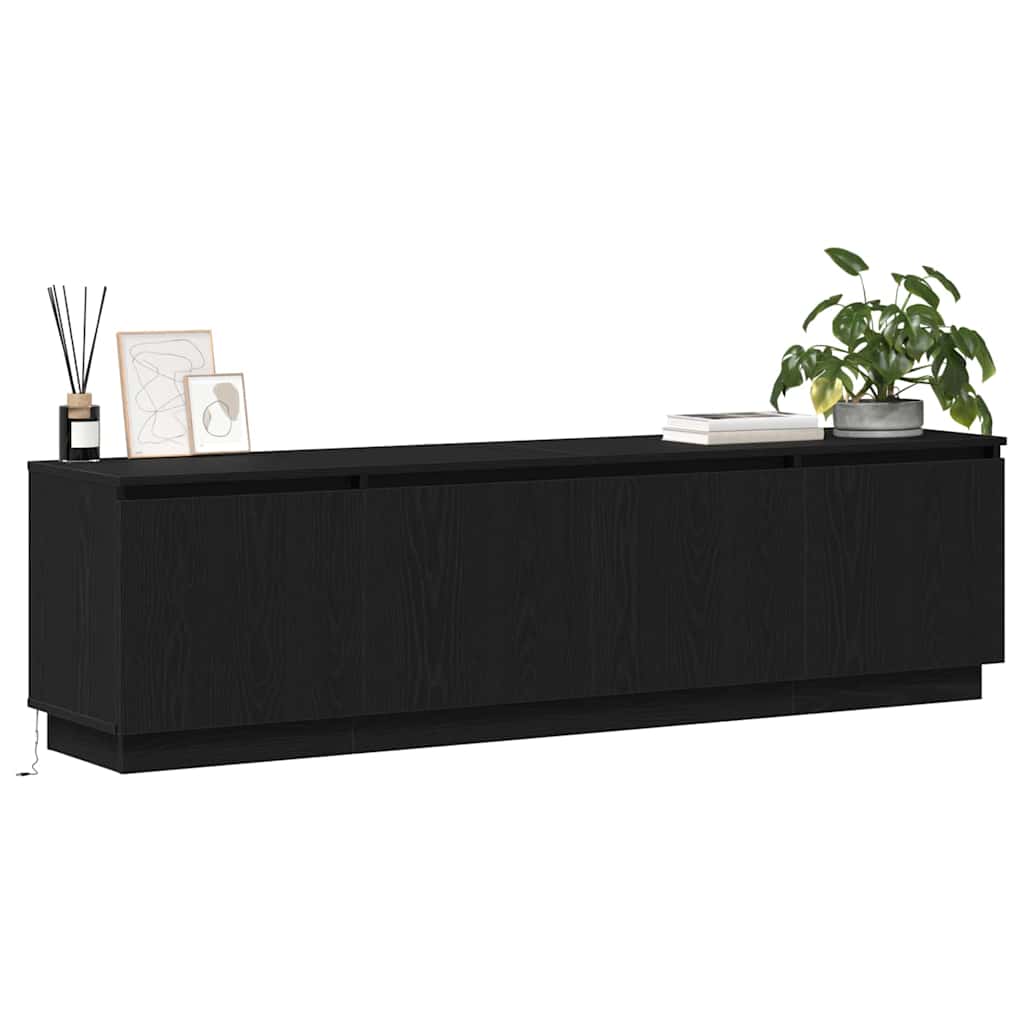 Tv-skab Med Led Sort Eg 180 X 38 X 49 Cm Konstrueret Træ - Billede 3