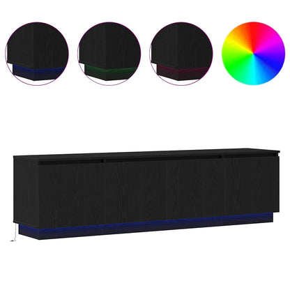 Tv-skab Med Led Sort Eg 180 X 38 X 49 Cm Konstrueret Træ - Billede 4