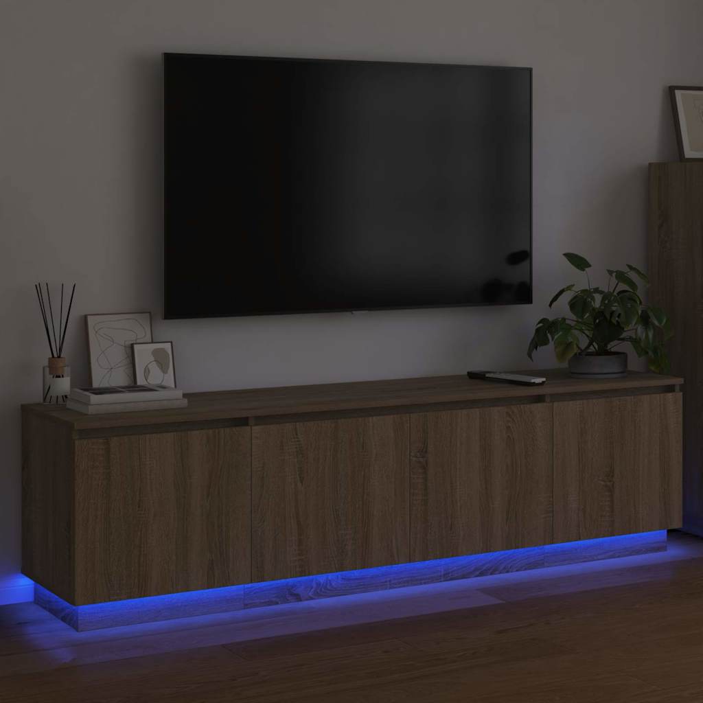 Tv-skab Med Led Sonoma-eg 180 X 38 X 49 Cm Konstrueret Træ - Billede 5