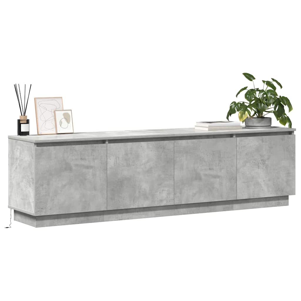 Tv-skab Med Led Betongrå 180 X 38 X 49 Cm Konstrueret Træ - Billede 3