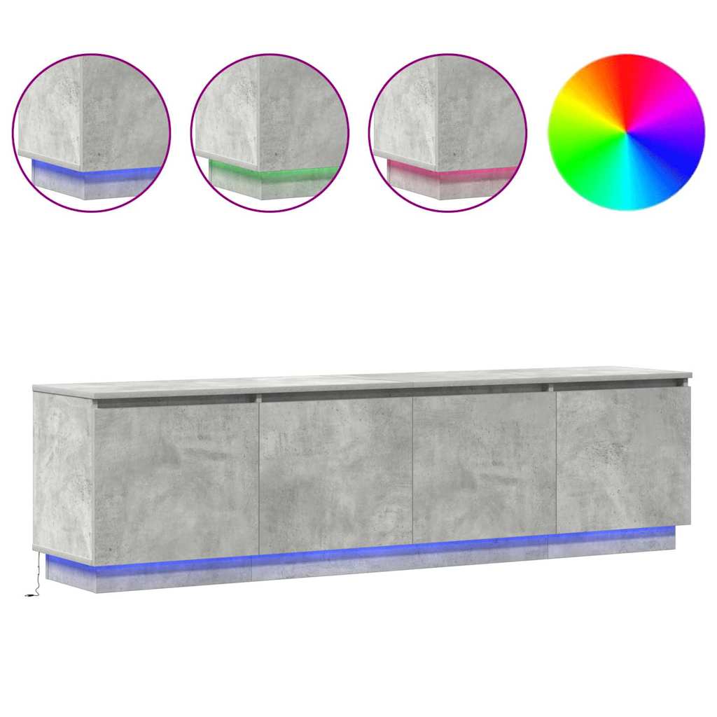 Tv-skab Med Led Betongrå 180 X 38 X 49 Cm Konstrueret Træ - Billede 4