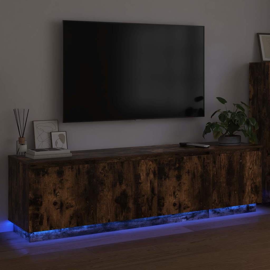 Tv-skab Med Led Røget Eg 180 X 38 X 49 Cm Konstrueret Træ - Billede 5
