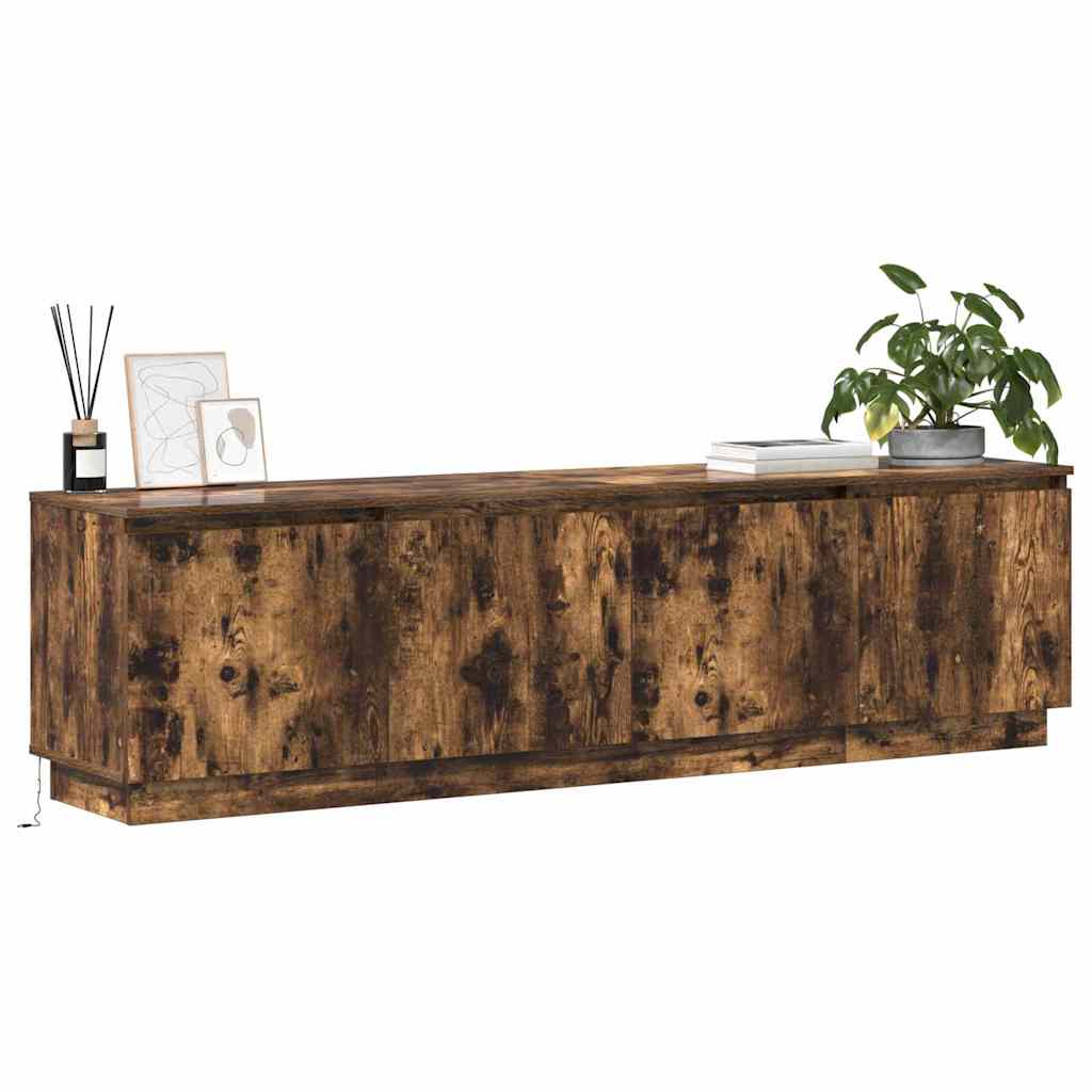 Tv-skab Med Led Røget Eg 180 X 38 X 49 Cm Konstrueret Træ - Billede 3