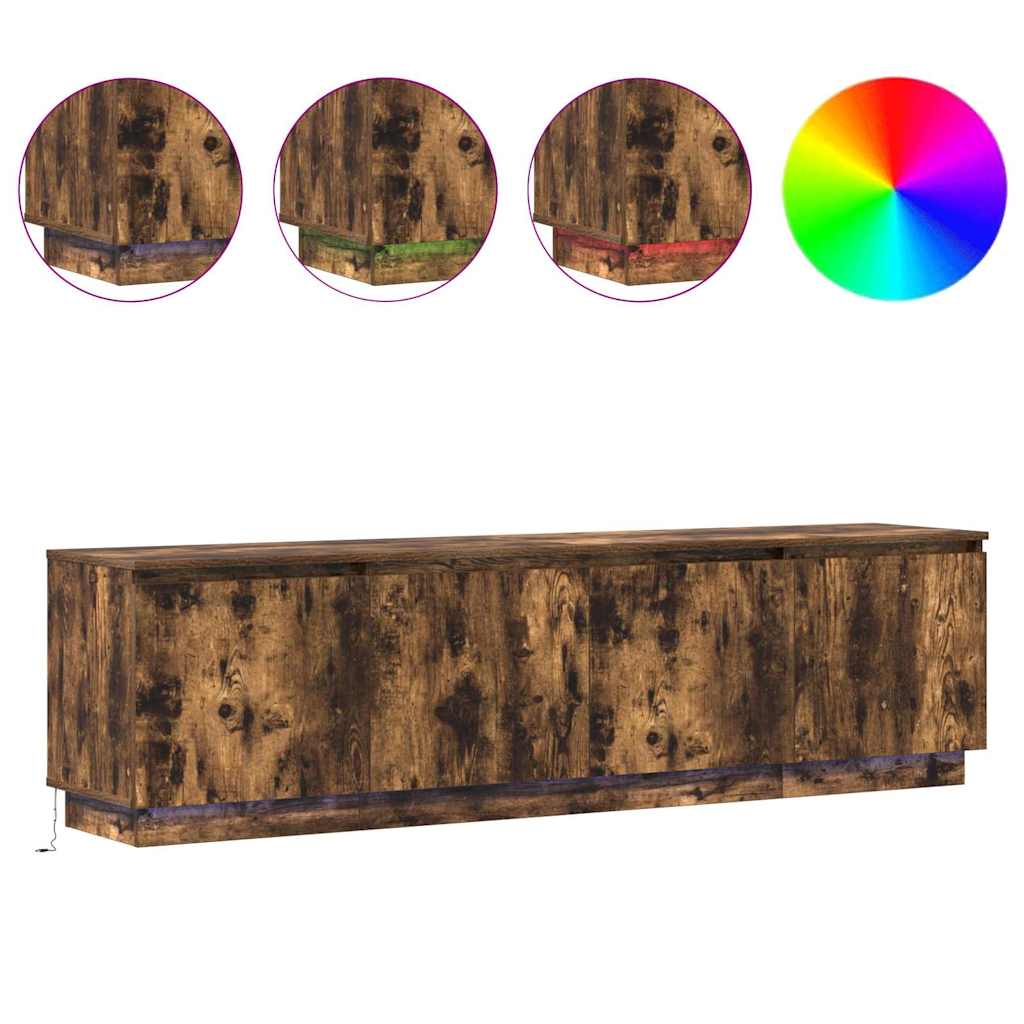 Tv-skab Med Led Røget Eg 180 X 38 X 49 Cm Konstrueret Træ - Billede 4