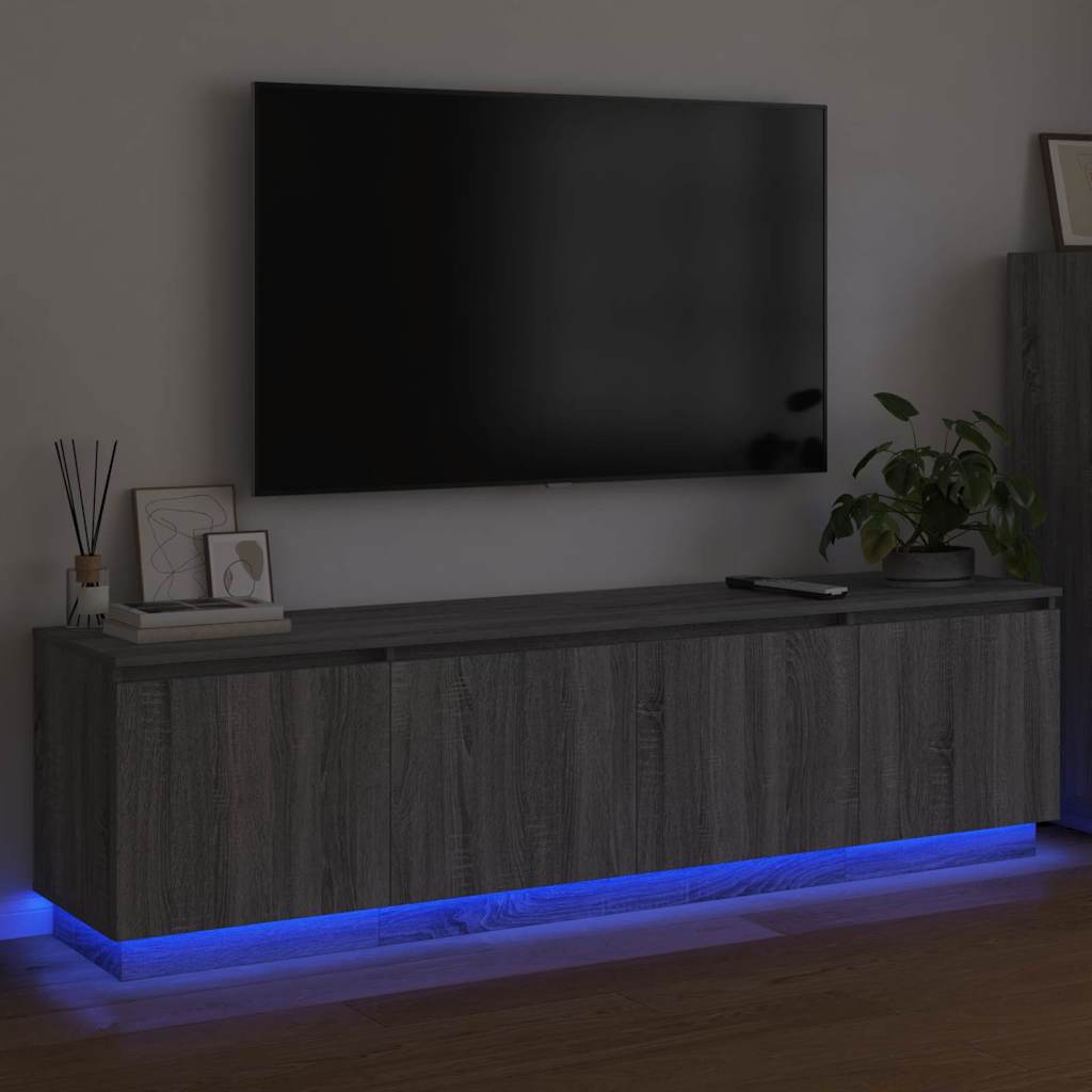 Tv-skab Med Led Grå Sonoma-eg 180 X 38 X 49 Cm Konstrueret Træ - Billede 5