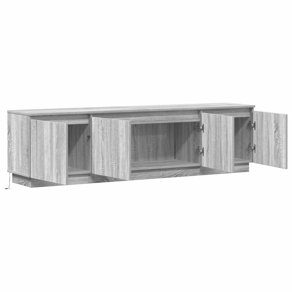 Tv-skab Med Led Grå Sonoma-eg 180 X 38 X 49 Cm Konstrueret Træ - Billede 6