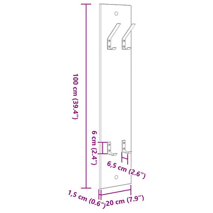 Vægmonteret Jakkeholder 20 X 1,5 X 100 Cm Konstrueret Træ - Billede 10