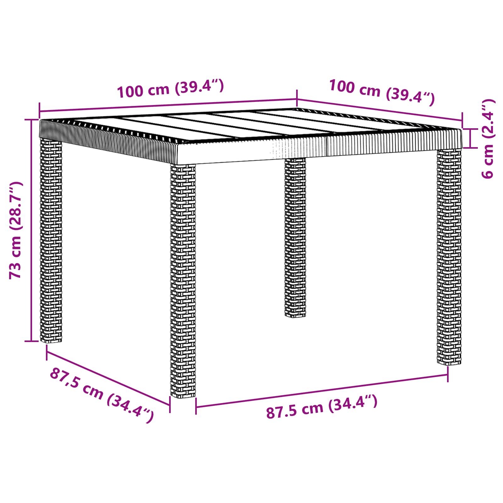 Havemøbel Bord Polyrattan - Billede 7