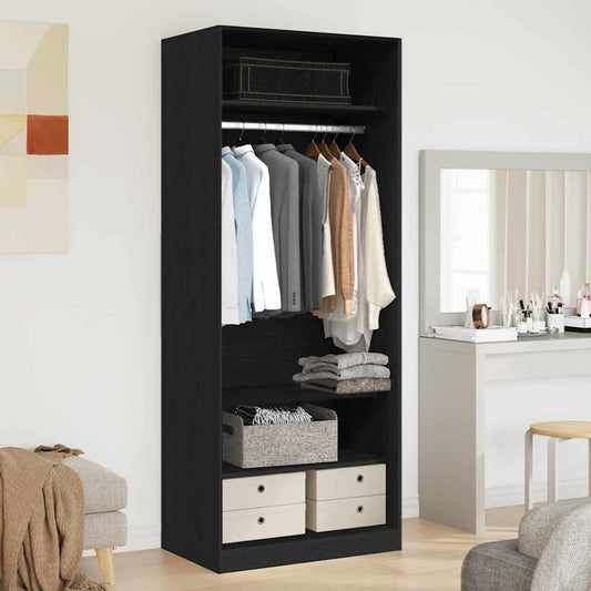 Garderobeskab Sort Eg 80 X 50 X 200 Cm Konstrueret Træ - Hovedbillede
