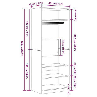 Garderobeskab Sort Eg 80 X 50 X 200 Cm Konstrueret Træ - Billede 9