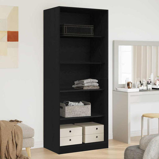Garderobeskab Sort Eg 80 X 50 X 200 Cm Konstrueret Træ - Hovedbillede