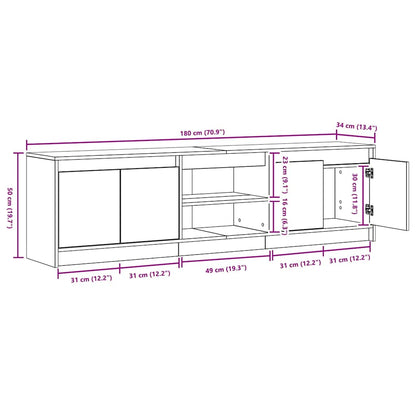 Tv-skab Sort 182 X 34 X 50 Cm Konstrueret Træ - Billede 13