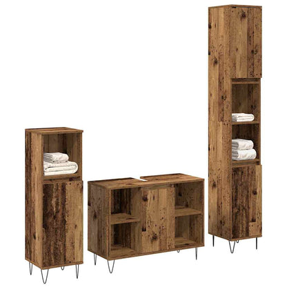 Badeværelsesmøbel Sæt 3 Pcs Gammelt Træ 30 X 30 X 180 Cm - Billede 2