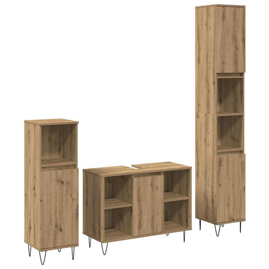 Badeværelsesmøbel Sæt 3 Pcs Artisan Egetræ 30 X 30 X 180 Cm - Hovedbillede