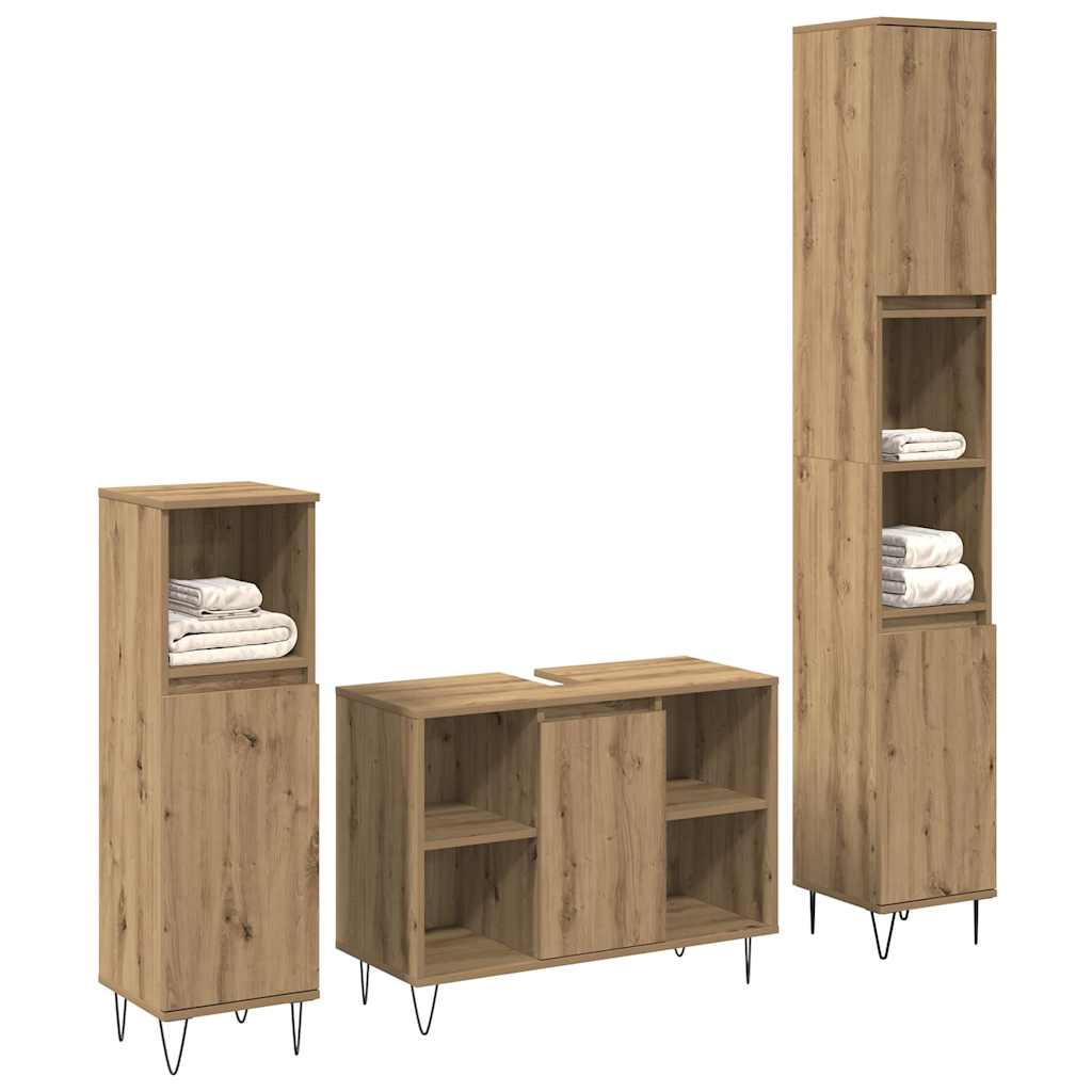 Badeværelsesmøbel Sæt 3 Pcs Artisan Egetræ 30 X 30 X 180 Cm - Billede 2