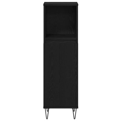 Badeværelsesmøbel Sæt Med Dør 3 Pcs Sort Eg 30 X 30 X 180 Cm - Billede 6