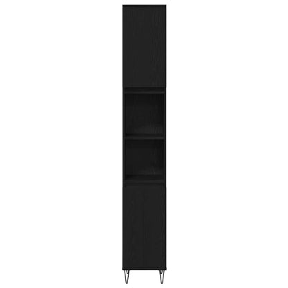 Badeværelsesmøbel Sæt Med Dør 3 Pcs Sort Eg 30 X 30 X 180 Cm - Billede 8