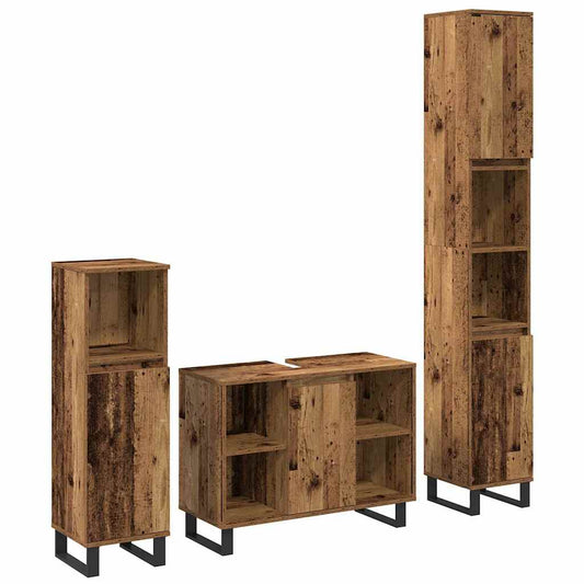 Badeværelsesmøbel Sæt Med Dør 3 Pcs Brun 30 X 30 X 180 Cm - Hovedbillede