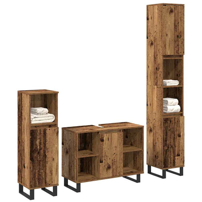 Badeværelsesmøbel Sæt Med Dør 3 Pcs Brun 30 X 30 X 180 Cm - Billede 2