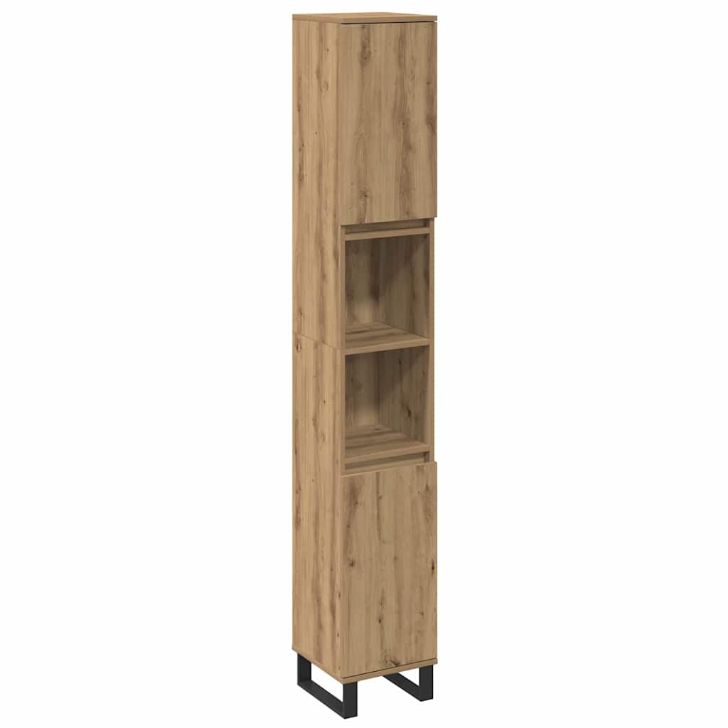 Badeværelsesmøbel Sæt Med Dør 3 Pcs Brun 30 X 30 X 180 Cm - Billede 5