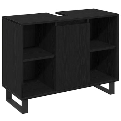 Badeværelsesmøbel Sæt Med Dør 3 Pcs Sort 30 X 30 X 180 Cm - Billede 4