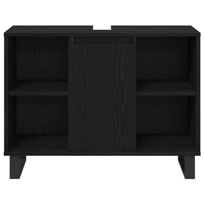 Badeværelsesmøbel Sæt Med Dør 3 Pcs Sort 30 X 30 X 180 Cm - Billede 7