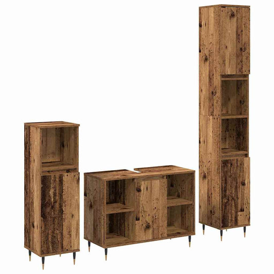 Møbel Sæt Til Badeværelse 3 Pcs Gammelt Træ 30 X 30 X 180 Cm - Hovedbillede