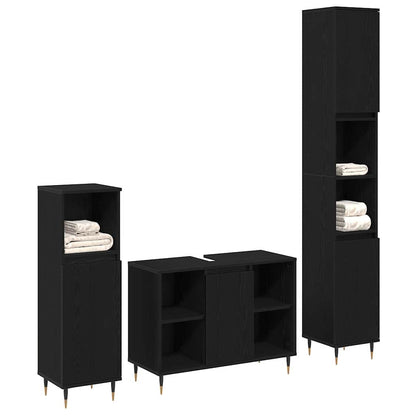 Møbel Sæt Til Badeværelse Andet 3 Pcs Sort Eg 30 X 30 X 180 Cm - Billede 2