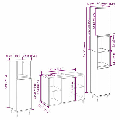Møbel Sæt Til Badeværelse Andet 3 Pcs Sort Eg 30 X 30 X 180 Cm - Billede 11