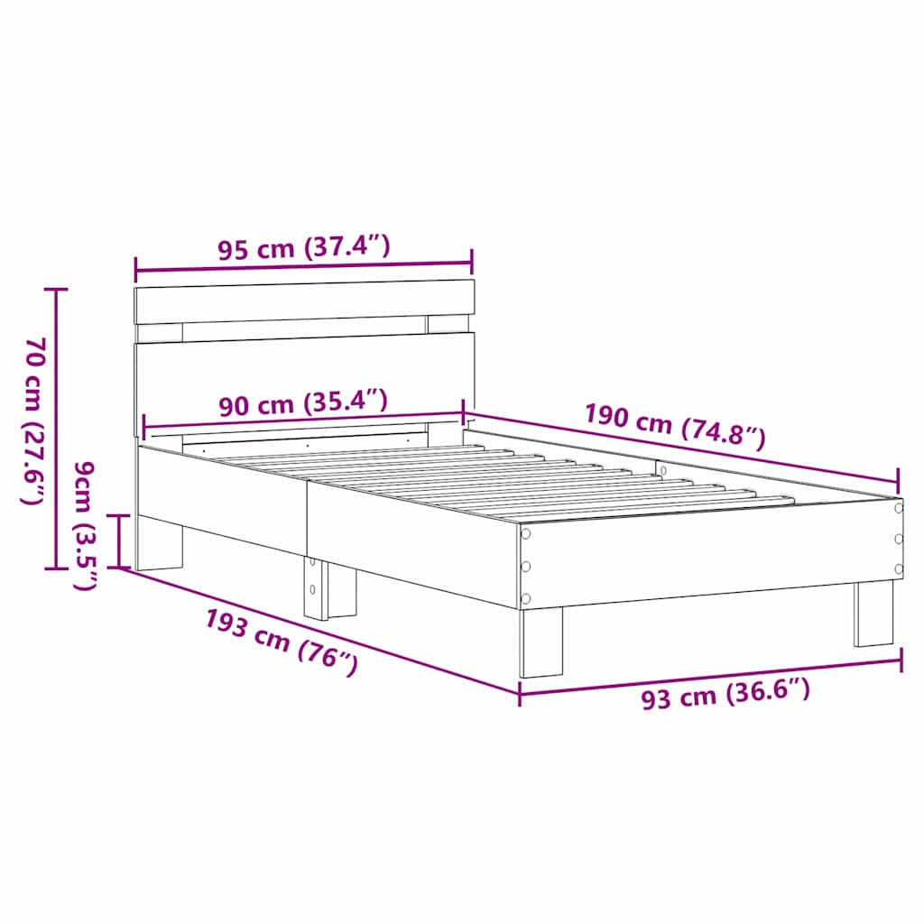 Sengestel Med Hovedgærde Artisan Eg 90 190 Cm Konstrueret Træ - Billede 11