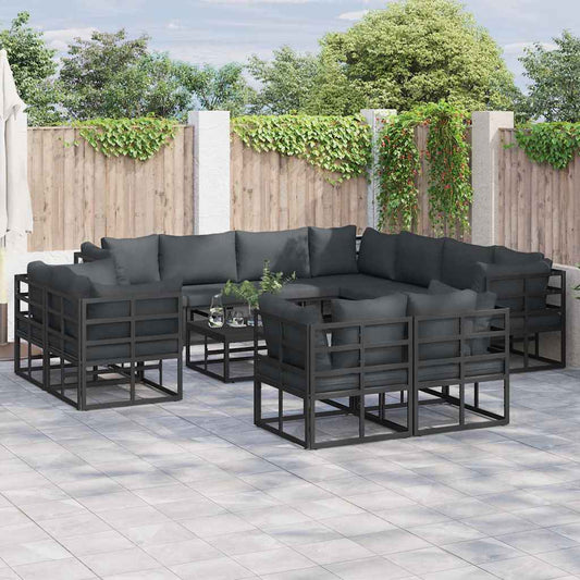 Havesofa Sæt Med Pude 11 Dele Aluminium - Hovedbillede