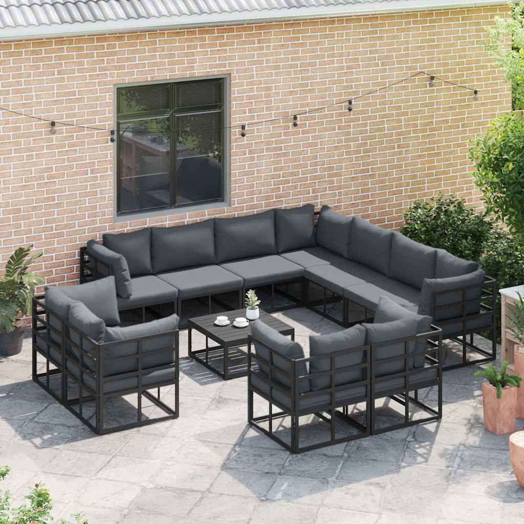 Havesofa Sæt Med Pude 11 Dele Aluminium - Billede 3