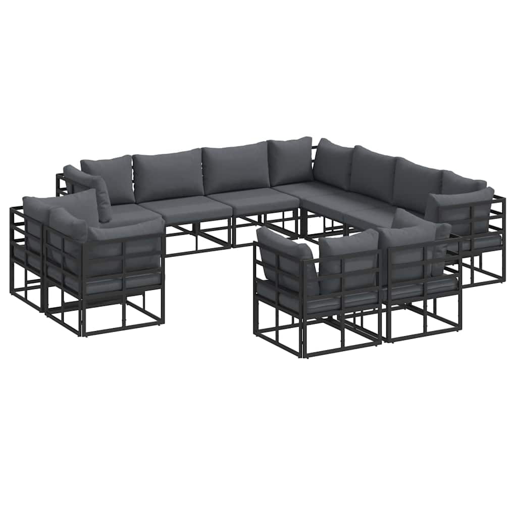 Havesofa Sæt Med Pude 11 Dele Aluminium - Billede 2