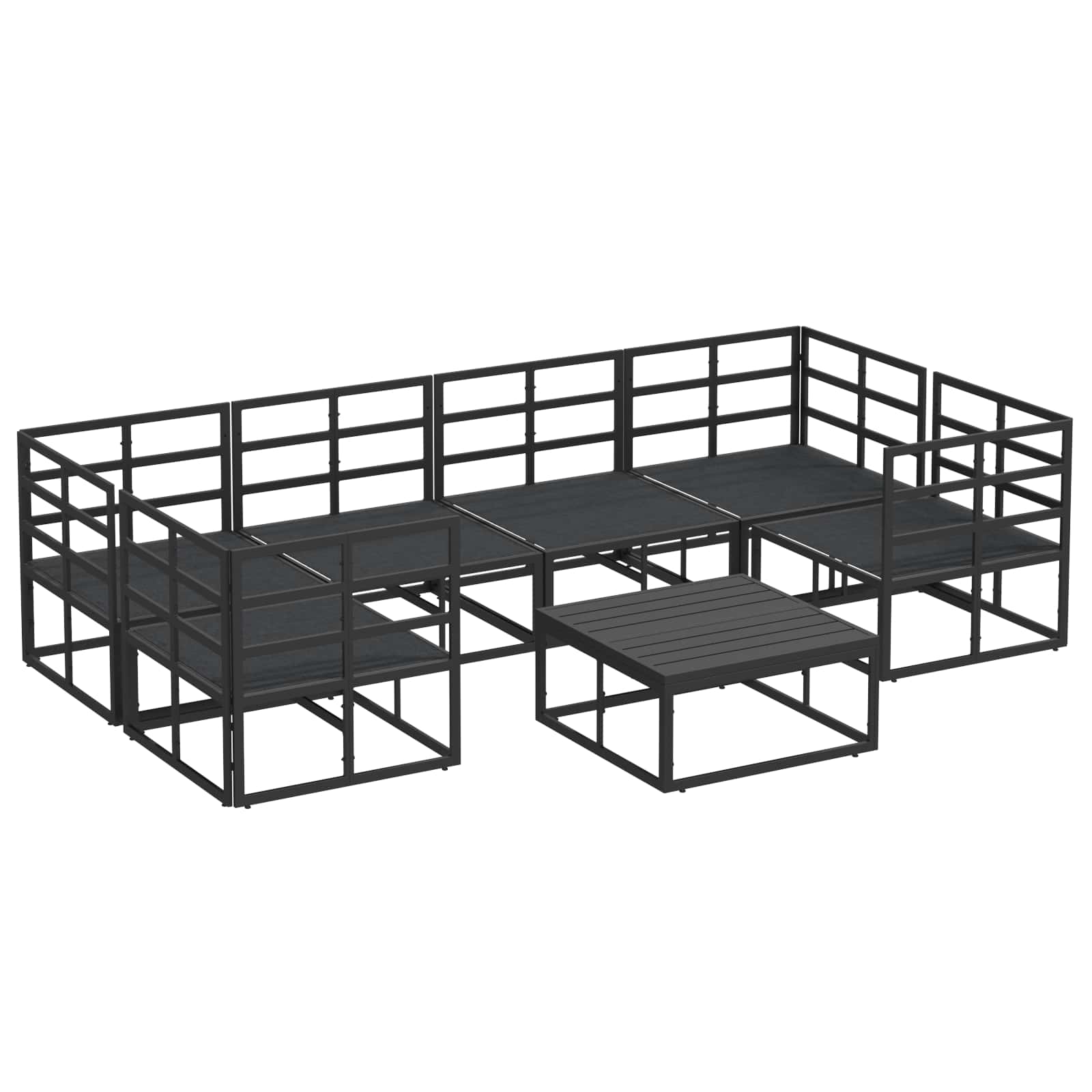 Havesofa Sæt Med Pude 7 Dele Aluminium - Billede 8
