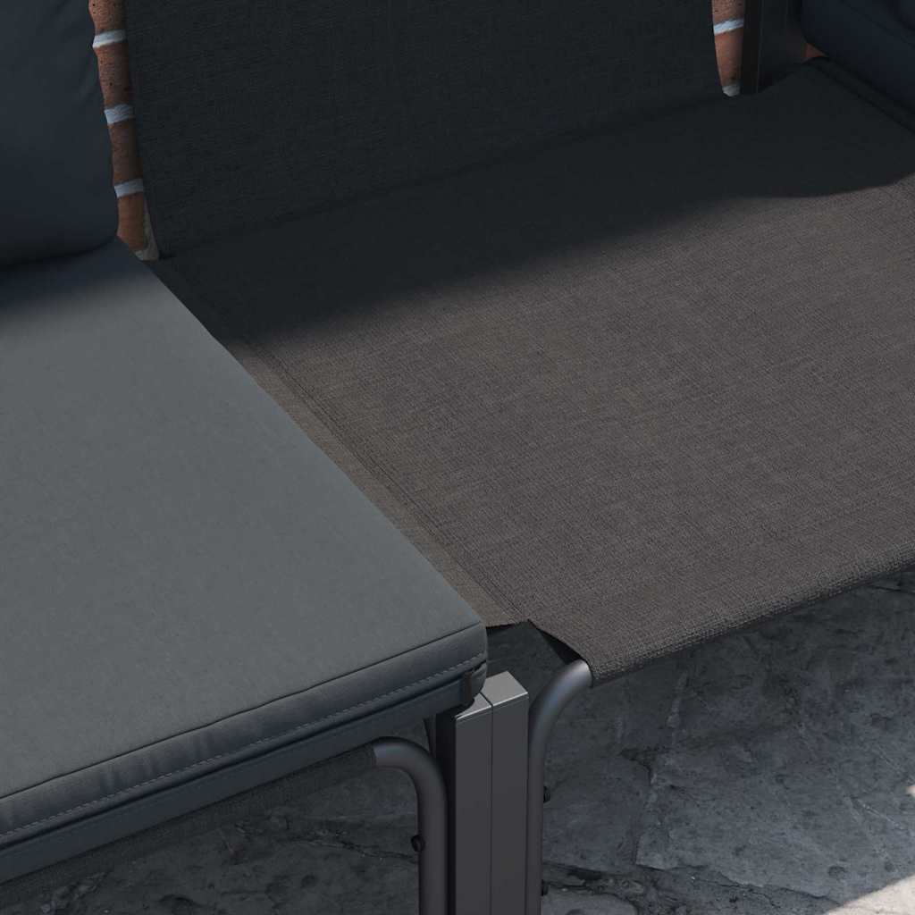 Havesofa Sæt Med Pude 10 Dele Sort Stål - Billede 4