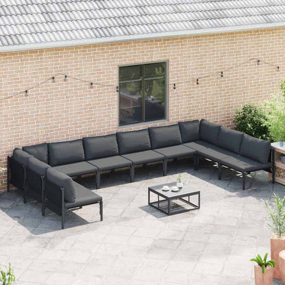 Havesofa Sæt Med Pude 11 Dele Sort Stål - Billede 3