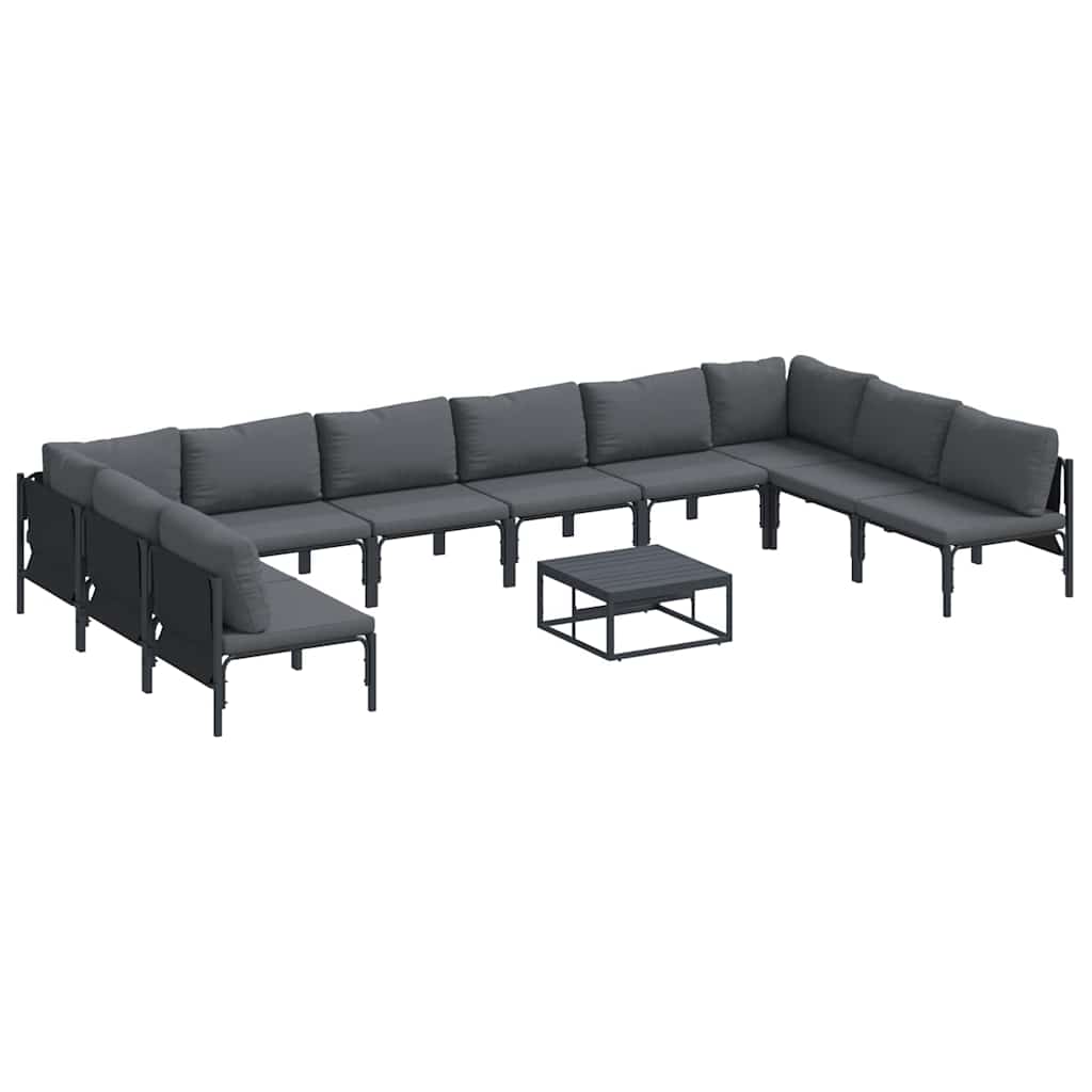 Havesofa Sæt Med Pude 11 Dele Sort Stål - Billede 2
