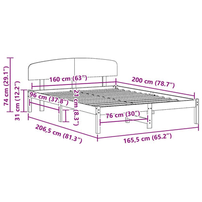 Sengestel Med Hovedgærde Brun 160 X 200 Cm Massivt Fyrretræ - Billede 10