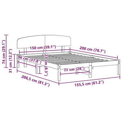 Sengestel Med Hovedgærde Brun 150 X 200 Cm Massivt Fyrretræ - Billede 10