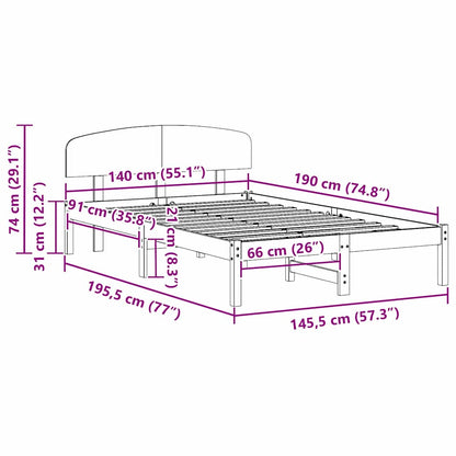 Sengestel Med Hovedgærde Brun 140 190 Cm Massivt Fyrretræ - Billede 10