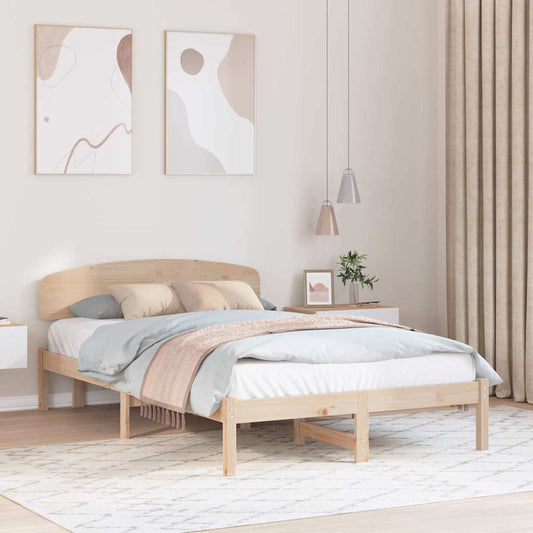 Sengestel Med Hovedgærde Brun 135 190 Cm Massivt Fyrretræ - Hovedbillede